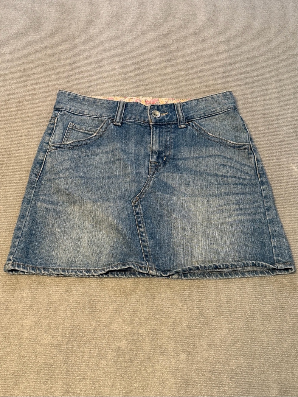 Uniqlo Japan Y2K Denim Mini Skirt Low Rise Blue Jean Micro Mini XS S